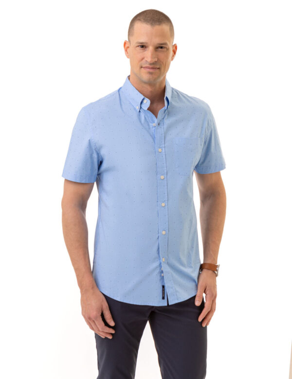 DOT PRINT POPLIN SHORT SLEEVE SHIRT