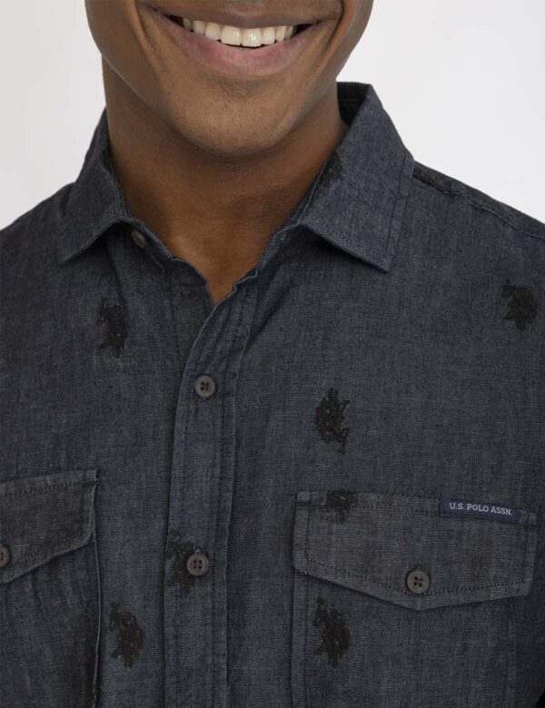 WHITE LABEL ALL OVER LOGO DENIM SHIRT - Image 3