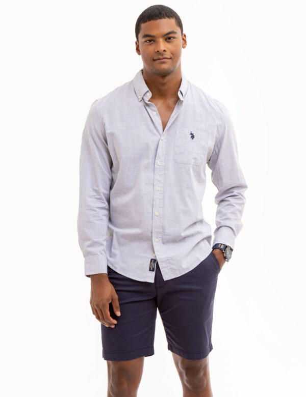 LONG SLEEVE HEATHER POPLIN WOVEN SHIRT - Image 8