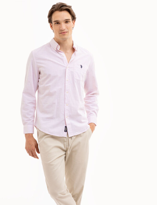 LONG SLEEVE HEATHER POPLIN WOVEN SHIRT