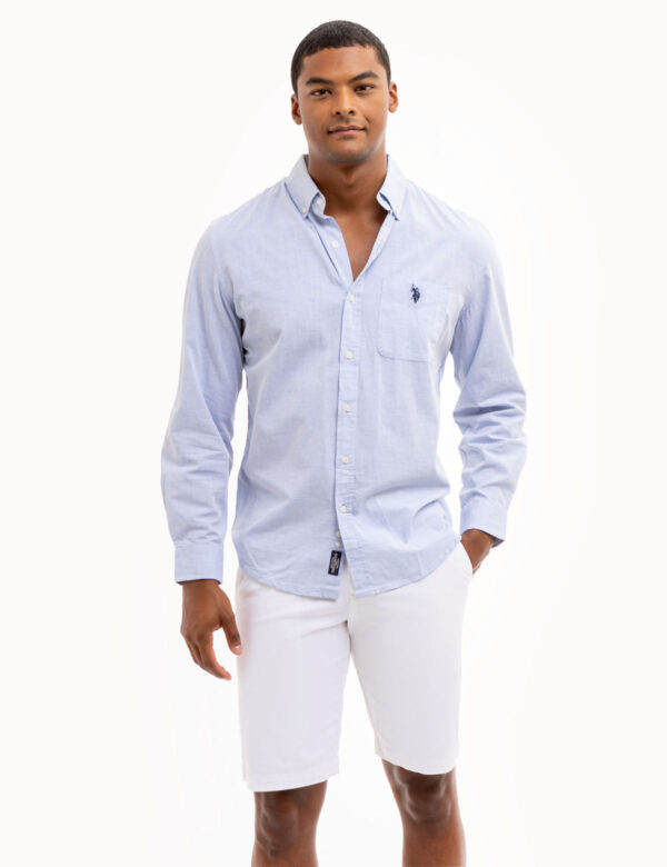 LONG SLEEVE HEATHER POPLIN WOVEN SHIRT - Image 4