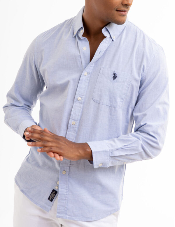 LONG SLEEVE HEATHER POPLIN WOVEN SHIRT - Image 6