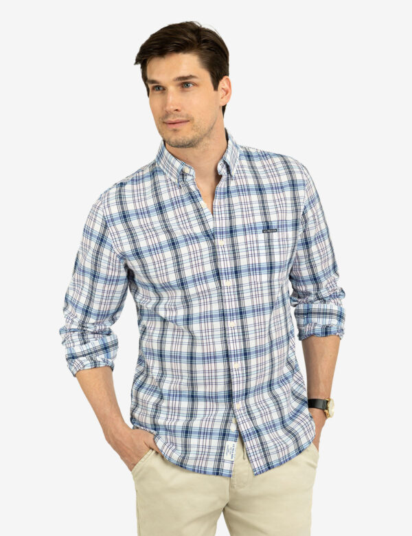 MADRAS PLAID PRINT LONG SLEEVE WOVEN SHIRT