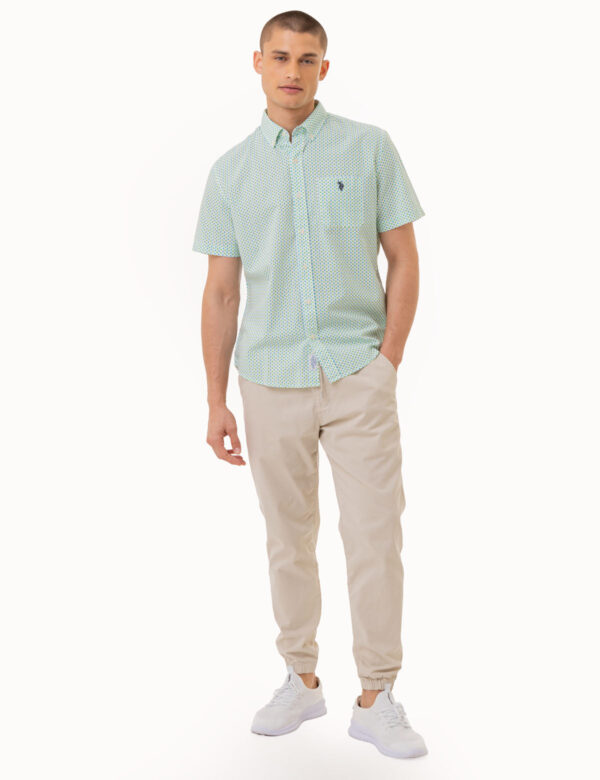 SHORT SLEEVE DIAMOND PRINT WOVEN SHIRT - Image 3