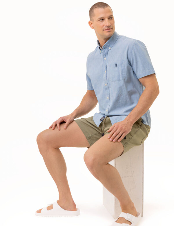 SHORT SLEEVE SLUB CHAMBRAY WOVEN SHIRT - Image 6