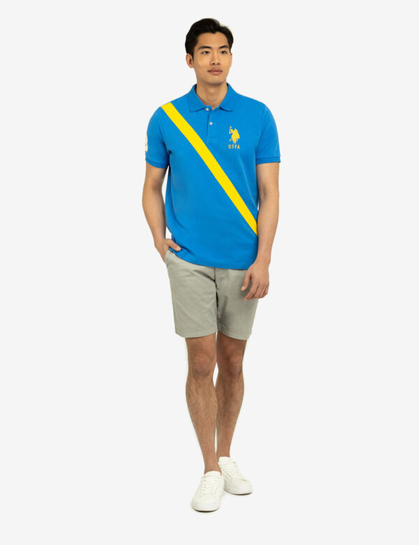 DIAGONAL SASH FRONT PIQUE POLO SHIRT - Image 2