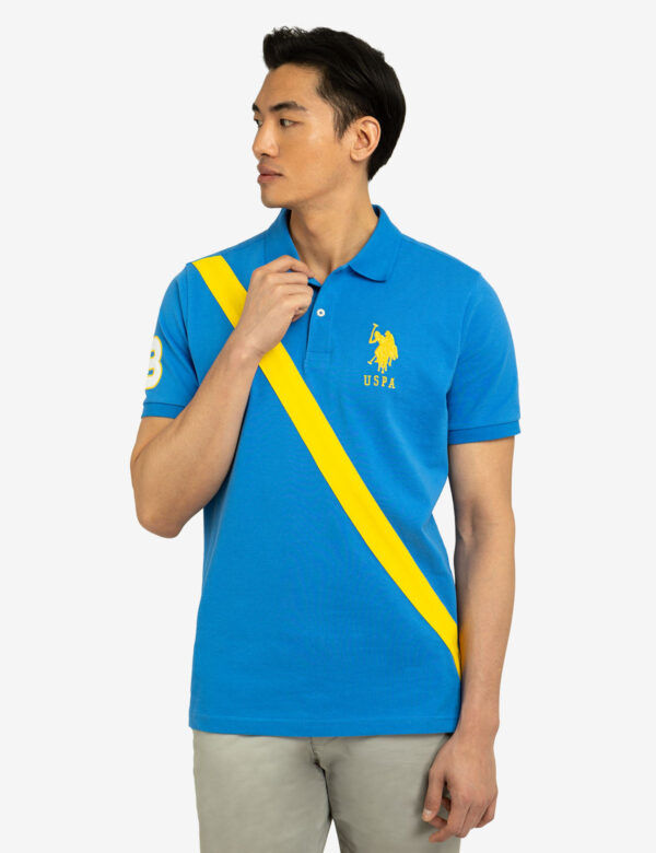 DIAGONAL SASH FRONT PIQUE POLO SHIRT - Image 7