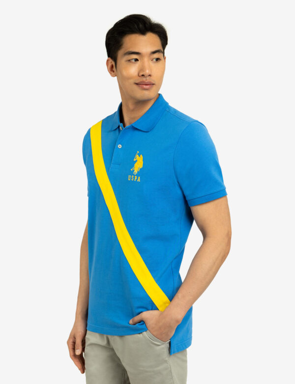 DIAGONAL SASH FRONT PIQUE POLO SHIRT - Image 3