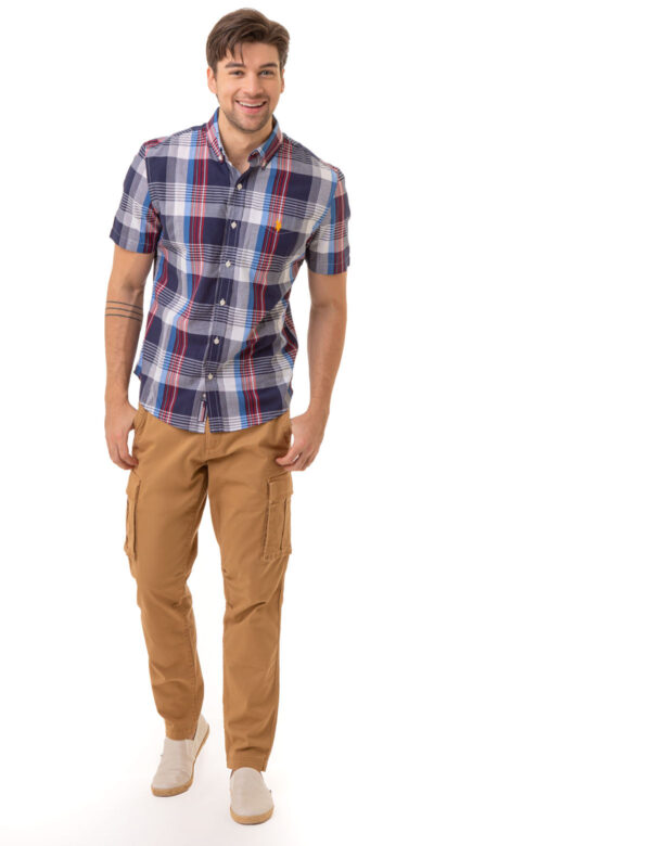 RED WHITE AND BLUE PLAID MADRAS WOVEN SHIRT - Image 2