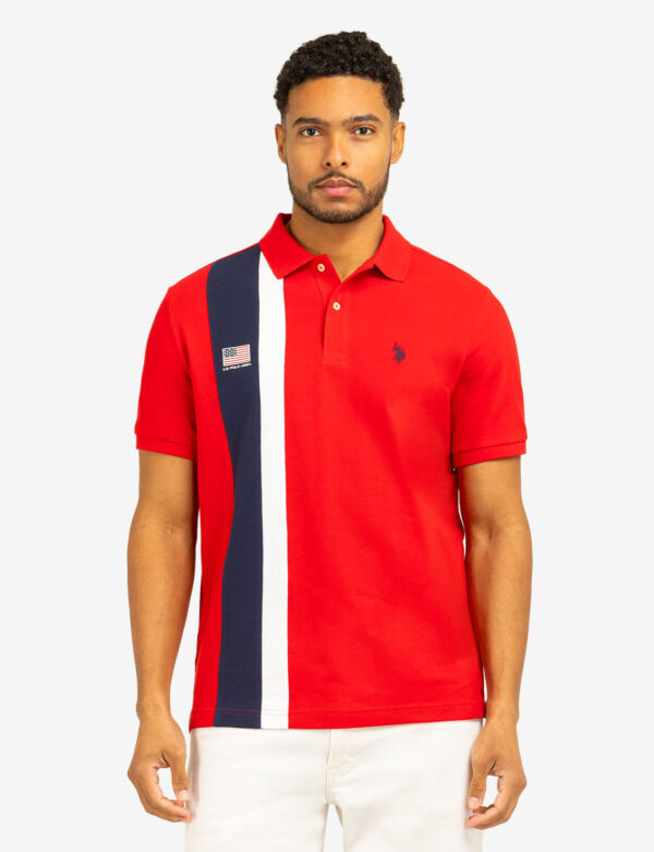 VERTICAL SASH COLOR BLOCK PIQUE POLO SHIRT - Image 3