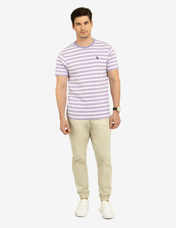 YARN DYE STRIPE JERSEY CREW NECK T-SHIRT - Image 6