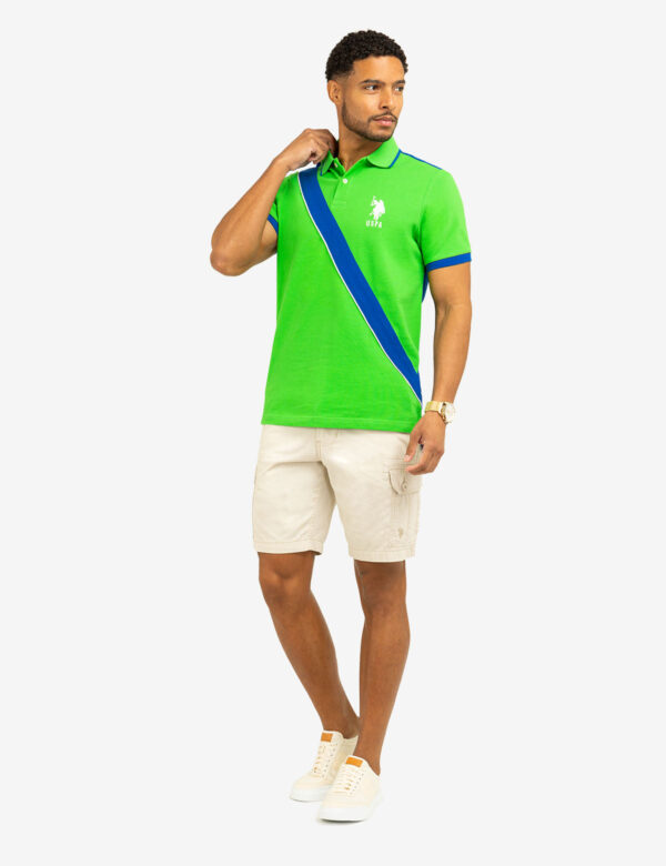 COLOR BLOCK SASH FRONT PIQUE POLO SHIRT - Image 8