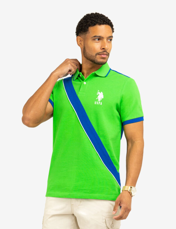 COLOR BLOCK SASH FRONT PIQUE POLO SHIRT - Image 6