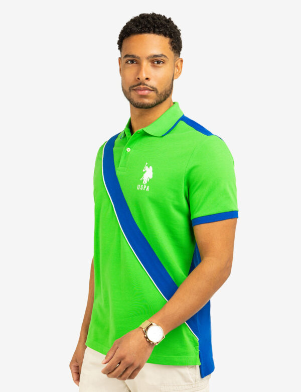 COLOR BLOCK SASH FRONT PIQUE POLO SHIRT - Image 9