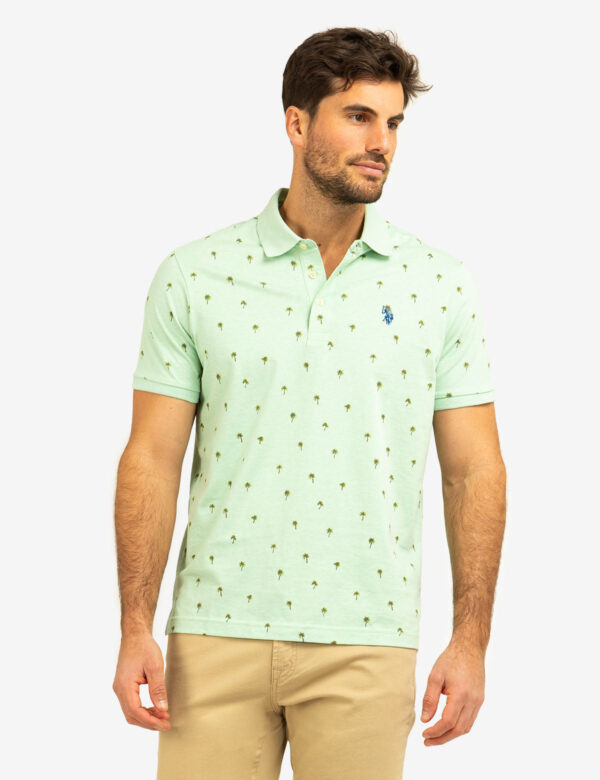 ALL OVER PALM PRINT JERSEY POLO SHIRT - Image 2