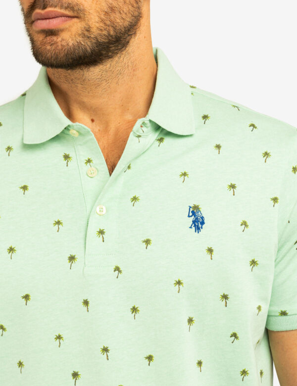 ALL OVER PALM PRINT JERSEY POLO SHIRT - Image 3