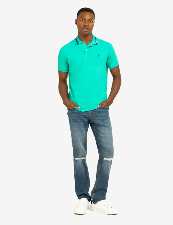 PIQUE POLO SHIRT WITH TIPPED COLLAR AND USPA PRINT - Image 3