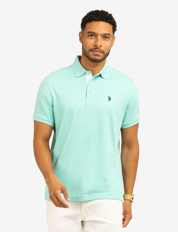 SOLID INTERLOCK POLO SHIRT WITH WOVEN TRIM - Image 6