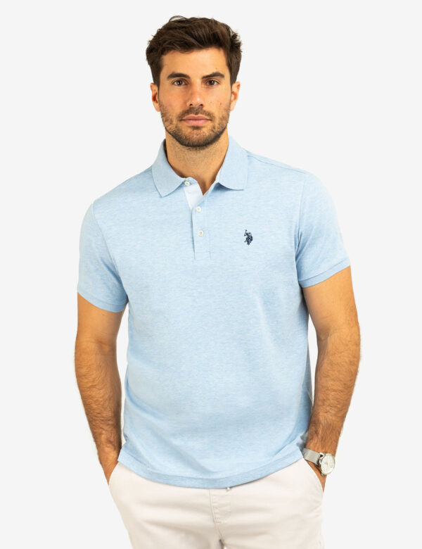 SOLID INTERLOCK POLO SHIRT WITH WOVEN TRIM