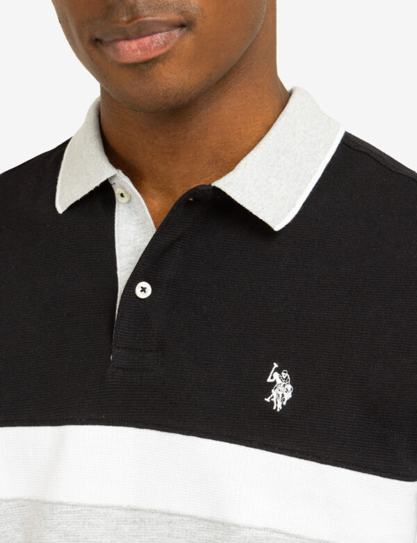 COLOR BLOCK OTTOMAN TEXTURE KNIT POLO SHIRT - Image 7