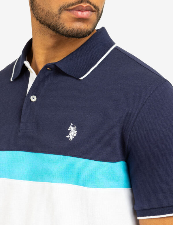 COLOR BLOCK OTTOMAN TEXTURE KNIT POLO SHIRT - Image 3