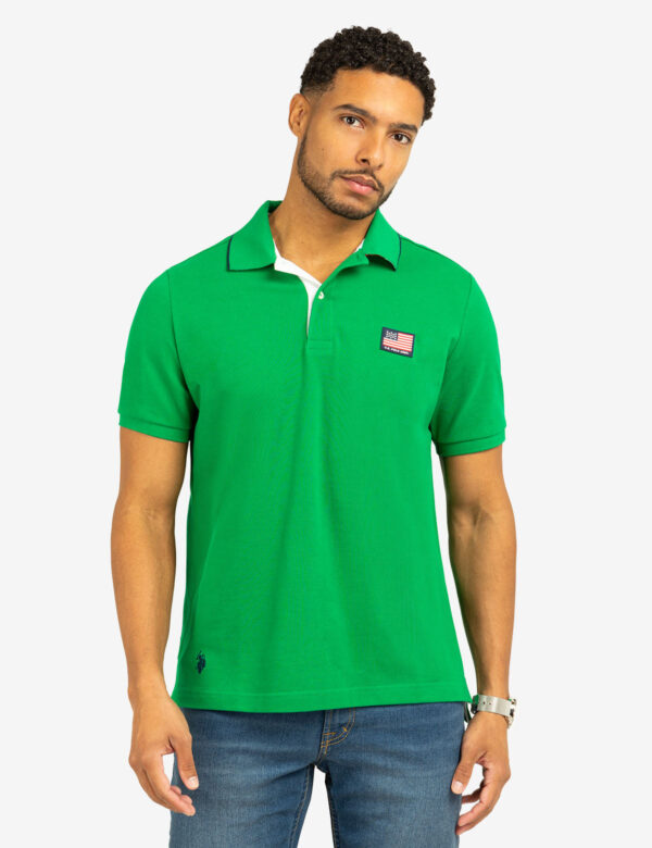 FLAG PIQUE POLO SHIRT WITH UNDER COLLAR DETAIL