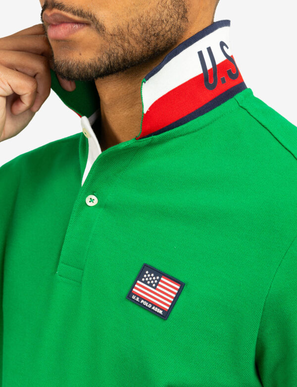 FLAG PIQUE POLO SHIRT WITH UNDER COLLAR DETAIL - Image 2