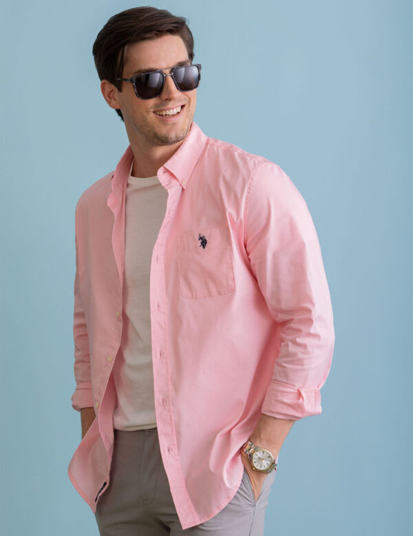 LONG SLEEVE SOLID STRETCH POPLIN SHIRT